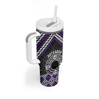 Personalised Aotearoa Niho Taniwha Motif Tumbler With Handle Violet Style