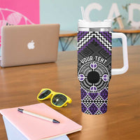 Personalised Aotearoa Niho Taniwha Motif Tumbler With Handle Violet Style