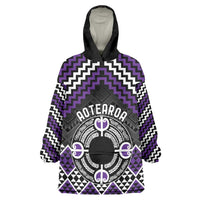 Personalised Aotearoa Niho Taniwha Motif Wearable Blanket Hoodie Violet Style