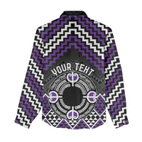 Personalised Aotearoa Niho Taniwha Motif Women Casual Shirt Violet Style LT9 - Polynesian Pride