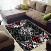 Black Aotearoa Taniko Motif Area Rug Vintage Maori New Zealand Tribal Art Pattern