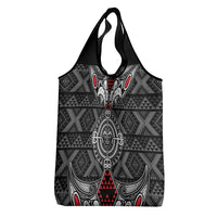 Black Aotearoa Taniko Motif Grocery Bag Vintage Maori New Zealand Tribal Art Pattern