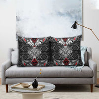 Black Aotearoa Taniko Motif Pillow Cover Vintage Maori New Zealand Tribal Art Pattern - Polynesian Pride