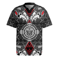 Black Aotearoa Tanilo Motif Rugby Jersey Vintage Maori New Zealand Tribal Art Pattern