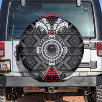 Black Aotearoa Taniko Motif Spare Tire Cover Vintage Maori New Zealand Tribal Art Pattern