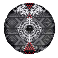 Black Aotearoa Taniko Motif Spare Tire Cover Vintage Maori New Zealand Tribal Art Pattern