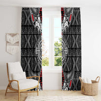 Black Aotearoa Taniko Motif Window Curtain Vintage Maori New Zealand Tribal Art Pattern