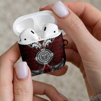 Red Aotearoa Taniko Motif AirPods Case Vintage Maori New Zealand Tribal Art Pattern - Polynesian Pride