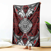 Red Aotearoa Taniko Motif Blanket Vintage Maori New Zealand Tribal Art Pattern