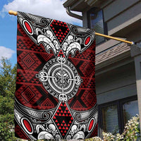 Red Aotearoa Taniko Motif Garden Flag Vintage Maori New Zealand Tribal Art Pattern