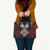 Red Aotearoa Taniko Motif Leather Bag Vintage Maori New Zealand Tribal Art Pattern - Polynesian Pride