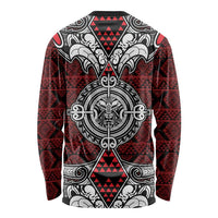 Red Aotearoa Tanilo Motif Long Sleeve Shirt Vintage Maori New Zealand Tribal Art Pattern