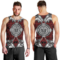 Red Aotearoa Tanilo Motif Men Tank Top Vintage Maori New Zealand Tribal Art Pattern