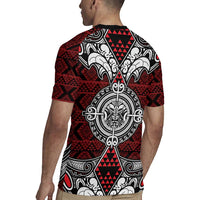 Red Aotearoa Tanilo Motif Rugby Jersey Vintage Maori New Zealand Tribal Art Pattern