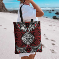 Red Aotearoa Taniko Motif Tote Bag Vintage Maori New Zealand Tribal Art Pattern - Polynesian Pride