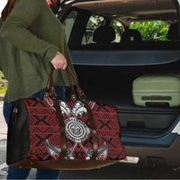 Red Aotearoa Taniko Motif Travel Bag Vintage Maori New Zealand Tribal Art Pattern - Polynesian Pride