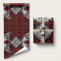 Red Aotearoa Taniko Motif Wrapping Paper Vintage Maori New Zealand Tribal Art Pattern - Polynesian Pride