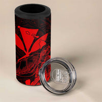 Kakau Polynesian Tribal Hawaiian Turtle 4 in 1 Can Cooler Tumbler with Kanaka Maoli Red