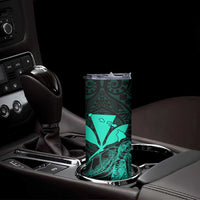 Kakau Polynesian Tribal Hawaiian Turtle Skinny Tumbler with Kanaka Maoli Turquoise