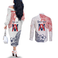 Kingdom of Uvea 1842-1860 Personalized Couples Matching Off The Shoulder Long Sleeve Dress and Long Sleeve Button Shirt Wallis and Futuna Polynesian Tribal Pattern