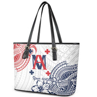 Kingdom of Uvea 1842-1860 Personalized Leather Tote Bag Wallis and Futuna Polynesian Tribal Pattern