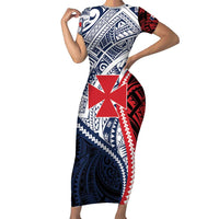 Kingdom of Uvea 1860-1886 Personalized Family Matching Short Sleeve Bodycon Dress and Hawaiian Shirt Wallis and Futuna Polynesian Tribal Pattern