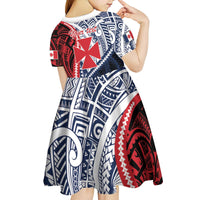 Kingdom of Uvea 1860-1886 Personalized Kid Short Sleeve Dress Wallis and Futuna Polynesian Tribal Pattern