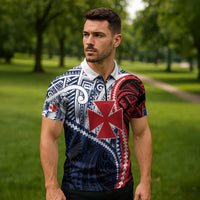 Kingdom of Uvea 1860-1886 Personalized Zipper Polo Shirt Wallis and Futuna Polynesian Tribal Pattern - Polynesian Pride