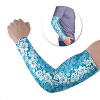 Hawaiian Lei Day Arm Sleeves Blue Hibiscus Flowers Lei Art - Polynesian Pride