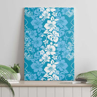 Hawaiian Lei Day Canvas Wall Art Blue Hibiscus Flowers Lei Art