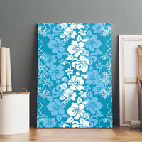 Hawaiian Lei Day Canvas Wall Art Blue Hibiscus Flowers Lei Art