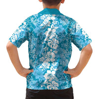 Hawaiian Lei Day Family Matching Puletasi and Hawaiian Shirt Blue Hibiscus Flowers Lei Art LT9 - Polynesian Pride