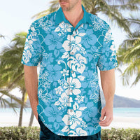 Hawaiian Lei Day Hawaiian Shirt Blue Hibiscus Flowers Lei Art