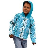 Hawaiian Lei Day Kid Hoodie Blue Hibiscus Flowers Lei Art