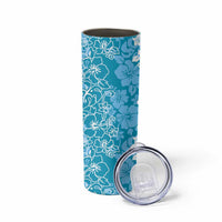 Hawaiian Lei Day Skinny Tumbler Blue Hibiscus Flowers Lei Art