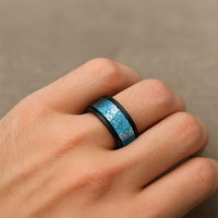 Hawaiian Lei Day Spinner Ring Blue Hibiscus Flowers Lei Art - Polynesian Pride
