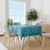 Hawaiian Lei Day Tablecloth Blue Hibiscus Flowers Lei Art