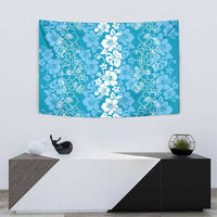 Hawaiian Lei Day Tapestry Blue Hibiscus Flowers Lei Art