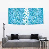 Hawaiian Lei Day Tapestry Blue Hibiscus Flowers Lei Art
