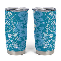 Hawaiian Lei Day Tumbler Cup Blue Hibiscus Flowers Lei Art