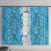 Hawaiian Lei Day Window Curtain Blue Hibiscus Flowers Lei Art