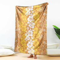Hawaiian Lei Day Blanket Gold Hibiscus Flowers Lei Art