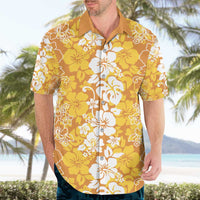 Hawaiian Lei Day Hawaiian Shirt Gold Hibiscus Flowers Lei Art