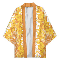 Hawaiian Lei Day Kimono Gold Hibiscus Flowers Lei Art - Polynesian Pride