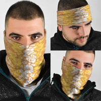 Hawaiian Lei Day Neck Gaiter Gold Hibiscus Flowers Lei Art - Polynesian Pride