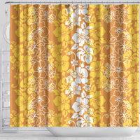 Hawaiian Lei Day Shower Curtain Gold Hibiscus Flowers Lei Art