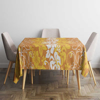 Hawaiian Lei Day Tablecloth Gold Hibiscus Flowers Lei Art