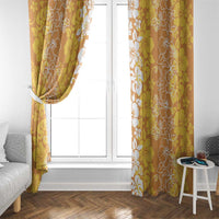 Hawaiian Lei Day Window Curtain Gold Hibiscus Flowers Lei Art
