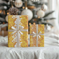 Hawaiian Lei Day Wrapping Paper Gold Hibiscus Flowers Lei Art - Polynesian Pride