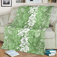 Hawaiian Lei Day Blanket Green Hibiscus Flowers Lei Art
